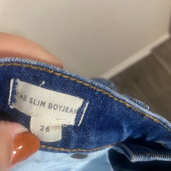 Madewell Medium Wash Distressed The Slim Boyfriend Jeans Mid-Rise Sz 26 - Picture 6 of 8